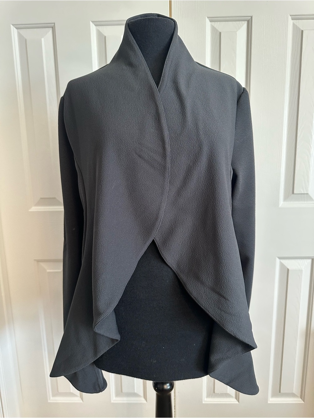 mine Black Draped Open-Front Blazer